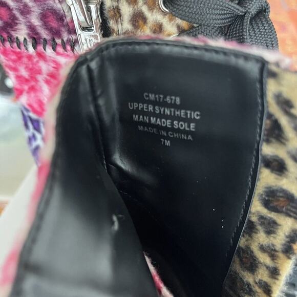 Current Mood dolls kill leopard patchwork platform boots size 7 - Picture 5 of 6